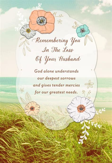 Seashore With Flowers Religious Sympathy Card For Loss Of Husband Greeting Cards Hallmark