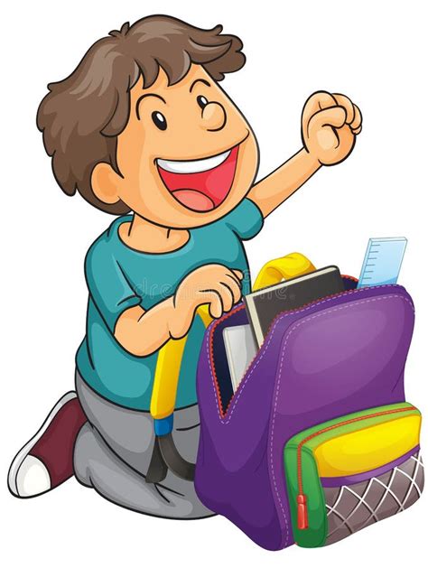 A Boy With School Bag Stock Vector Illustration Of Container 33694353