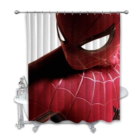 Spiderman Red Shower Curtain Red Shower Curtains Spiderman