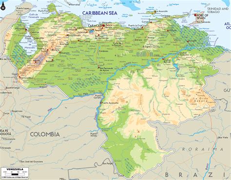 large detailed venezuela physical map with cities and roads maps of all