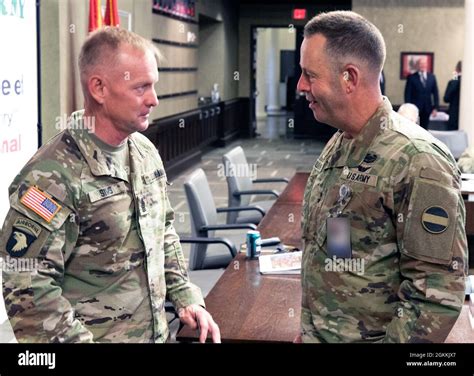 Forscom Command Sgt Maj Todd Sims Left Speaks With Maj Gen Troy