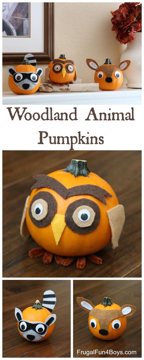 Woodland Animals Felt Decorated Pumpkins Frugal Fun For Boys And Girls