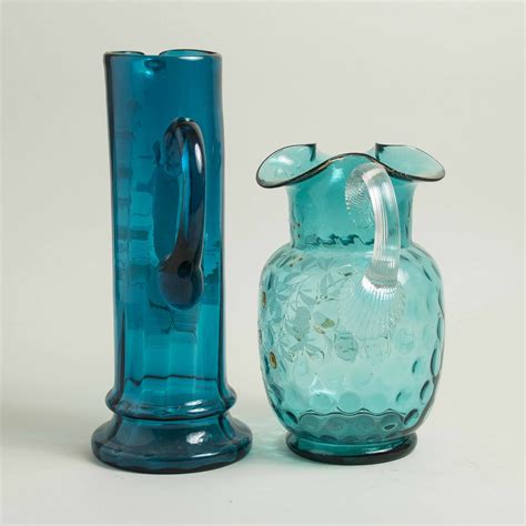 Two Enamel Art Glass Pitchers Witherell S Auction House