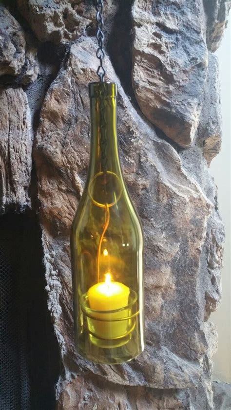 I Created This Hanging Candle Holder From A Wine Bottle The Candle Is