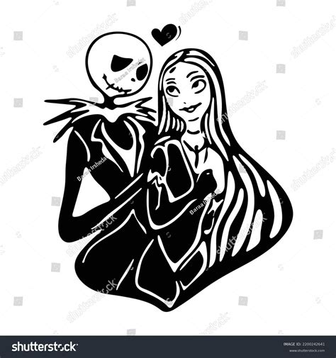 Jack And Sally Black Silhouette White Background Royalty Free Stock