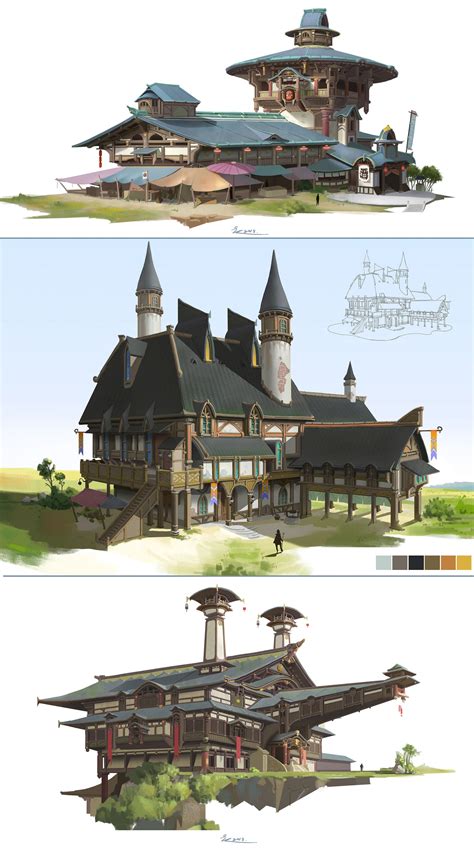 Artstation Game Architecture Design Wenjie Kong Game Concept Art