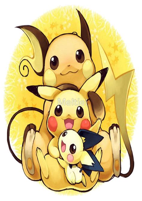 Pichu 11 pop series 9. Pichu, Pikachu, and Raichu Postcard (mit Bildern ...