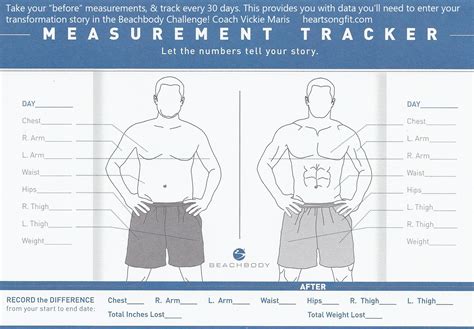 The male version of the measurement tracker for keeping record of your before and after ...