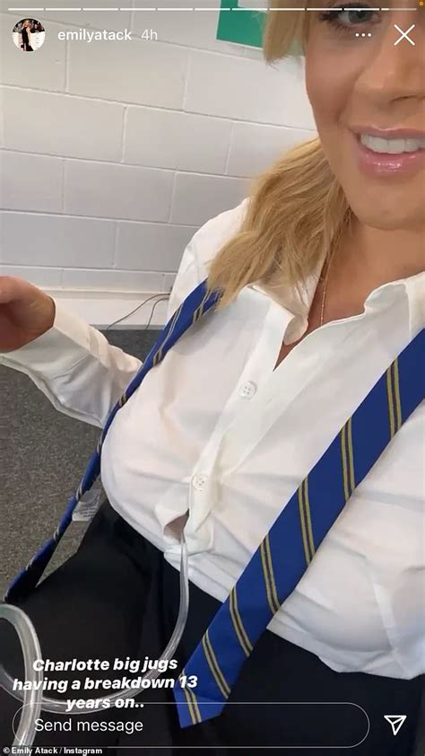 Emily Atack Resurrects Charlotte Big Jugs As She Dresses As A Schoolgirl And Inflates Her Bust