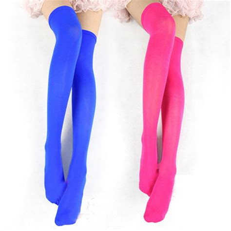 Candy Color Girls Ladies Thigh High Over Knee Socks Women Long Cotton