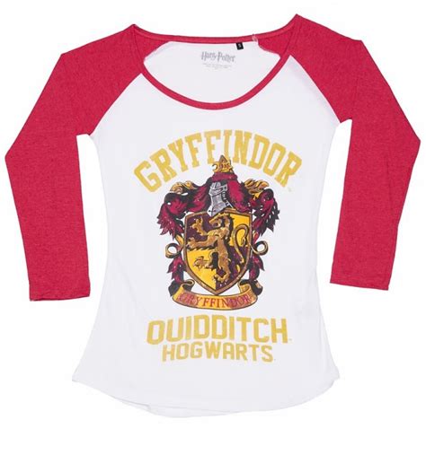 Womens Harry Potter Gryffindor Crest Long Sleeve Baseball T Shirt