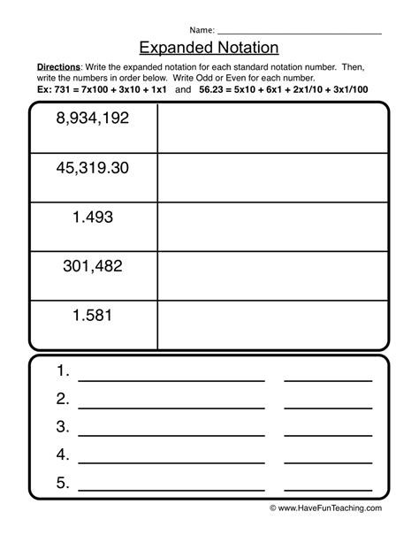 Expanded Notation Worksheets