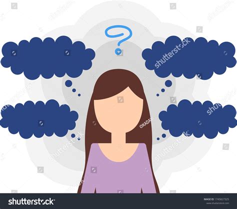Woman Many Doubts Illustration Stock Vector Royalty Free 1745827325