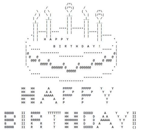 Happy birthday facebook profile cover photo , you are seeing birthday facebook cover photos here. Happy Birthday ASCII Text Art