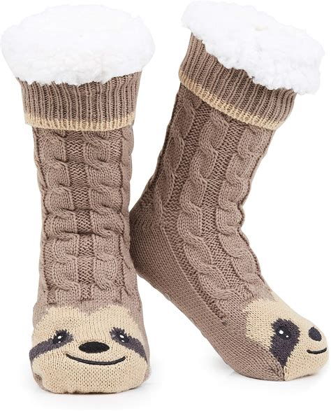 Citycomfort Slipper Socks Women Cute Sloth Warm Fleece Fluffy Anti Slip Socks Uk