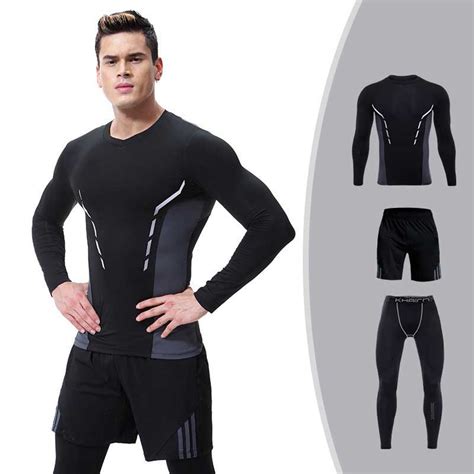 3 piece men quick dry compression long johns fitness gymming male winter sporting runs workout