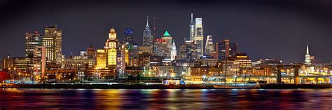 Philadelphia Philly Skyline At Night From East Color Photograph By Jon Holiday Pixels
