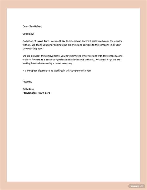 Thank You Letter To Employee For Job Well Done Template Free Pdf