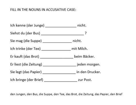 Exercise Accusative Or Dative Case Dative Case German Language