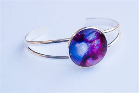 Pink And Purple Nebula Galaxy Cuff Bracelet By Glowwormshop Jewelry