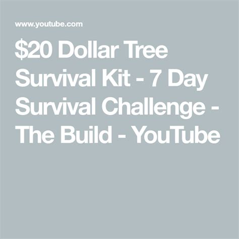 20 Dollar Tree Survival Kit 7 Day Survival Challenge The Build Youtube Survival