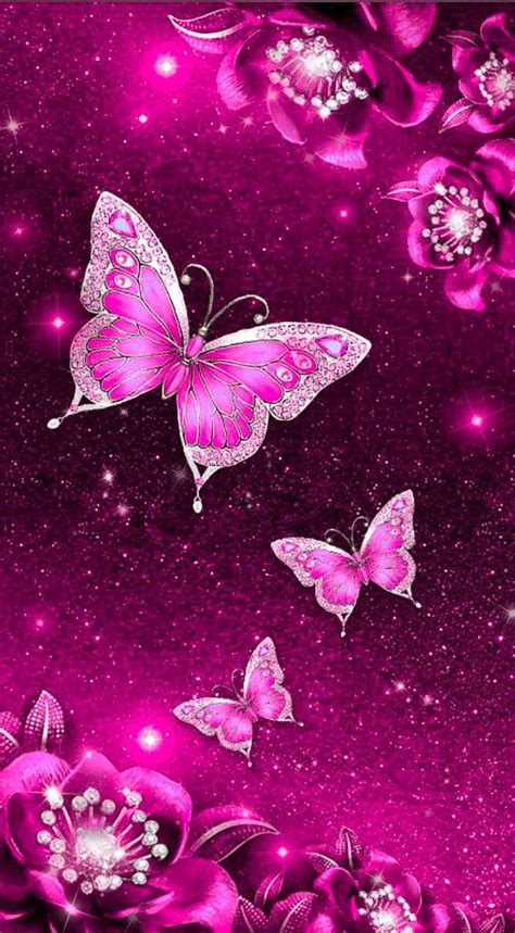Pink Glitter Pink Butterfly Novocomtop Hd Phone Wallpaper Pxfuel