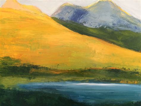 Mountains And Lake By Mp De Girolamo Acrylic On Canvas 30x40 Sold