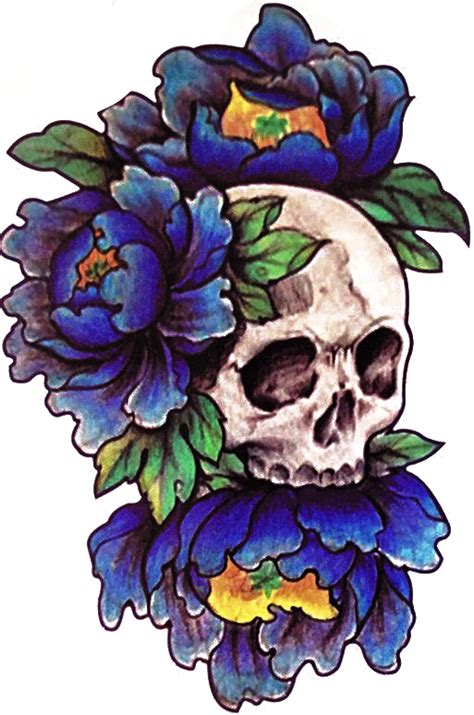 Skull Flower Tattoo Png Clipart Background Png Play