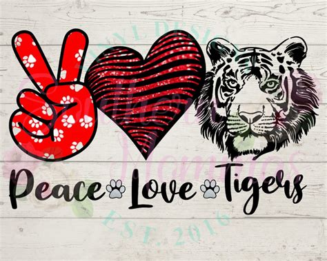 Peace Love Tigers Sublimation Png File In Red Etsy