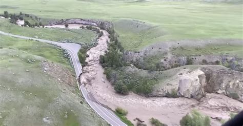 Aerial Footage Shows Devastating Flooding In Yellowstone National Park