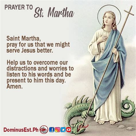 Dominus Est St Martha Pray For Us Feast Day Facebook