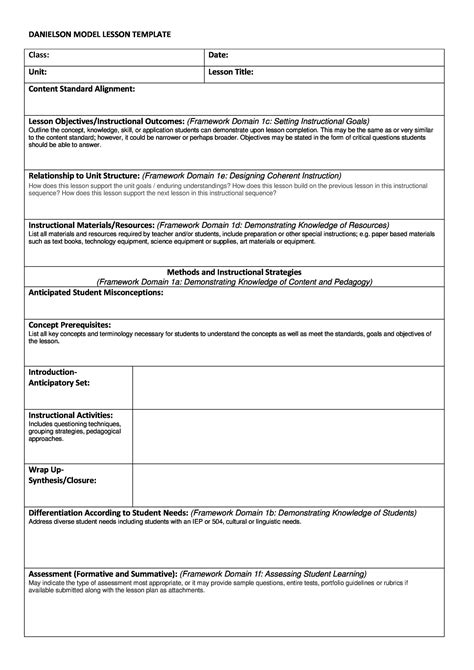 Standards Based Lesson Plan Template