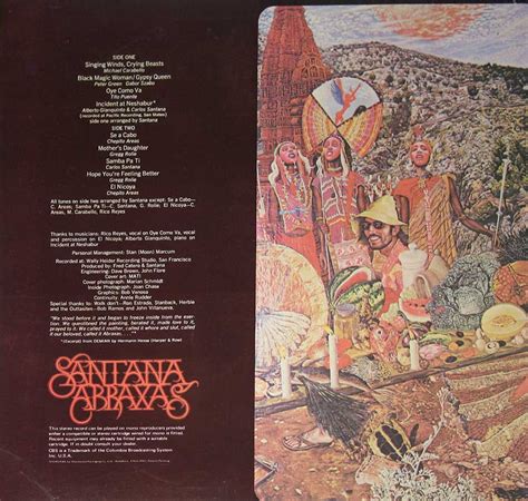 Santana Abraxas Latin Rock England Album Cover Gallery And 12 Vinyl Lp