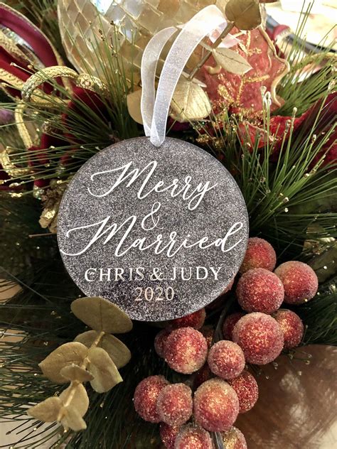 Married Christmas Ornament Merry and Married First Christmas - Etsy