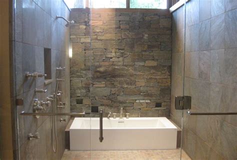 It comes in a variety of striking colors, shapes, and textures and is remarkably versatile. stone veneer wet room | Bathrooms | Pinterest | Stones ...