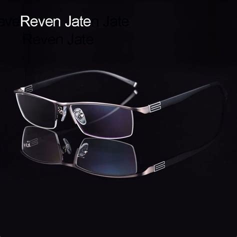 Reven Jate Titanium Alloy Front Rim Eyeglasses Frame With Flexible Temple Arms Semi Rimless