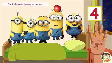 Five Little Minions Jumping On The Bed Kids Song Nursery Rhymes