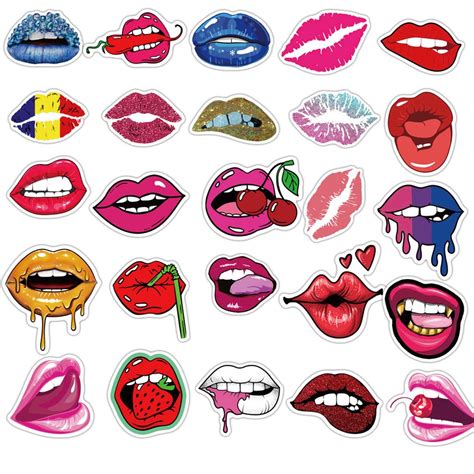 50 Pcs Hot Red Lips Sexy Lips Stickers Set Laptop Phone Lot Etsy