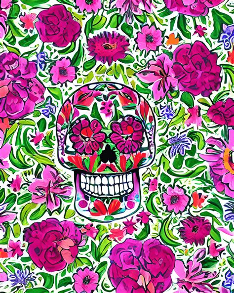 Beautiful Floral Mexican Sugar Skull · Creative Fabrica