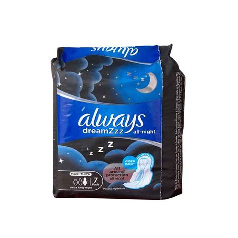 buy always dreamzzz all night maxi thick extra long night sanitary pads 7 ct online in
