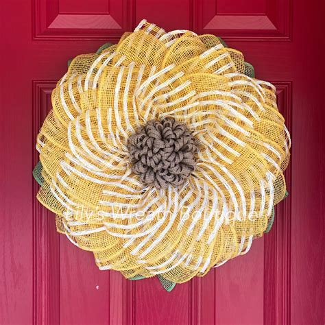 Best Seller Sunflower Wreath Yellow Sunflower Burlap Etsy Sunflower