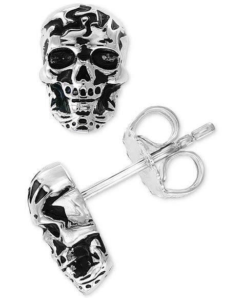 Effy Skull Stud Earrings In Sterling Silver In Metallic For Men Lyst
