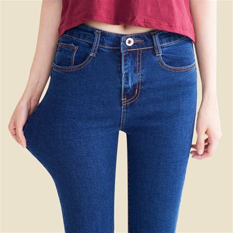 2017 New Women Denim Pants Skinny Ladies High Waist Jeans Feminino Feet