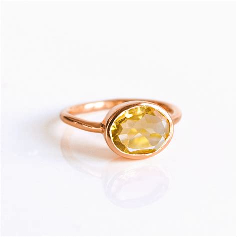 Champagne Citrine Oval Ring November Birthstone Danique Jewelry