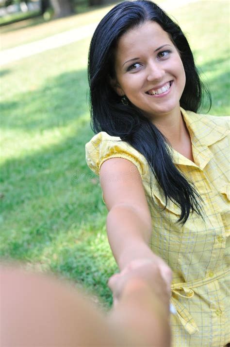 Young Woman Receiveing Helping Hand Stock Image Image Of Detail