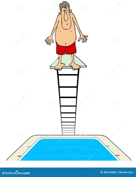 Diving Board And Female Swimmer In Swimsuit That Jumps Vector