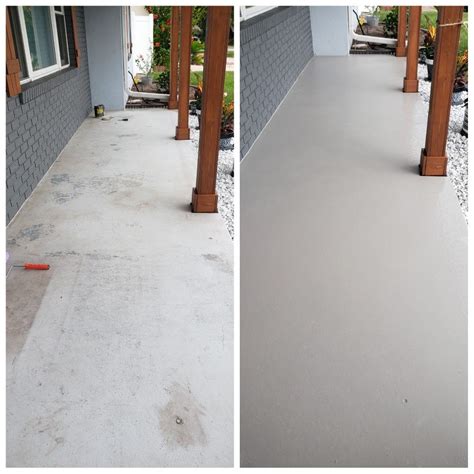 Before And After Painted Concrete Patio Grey Latex Benjamin Moore