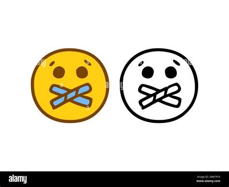 Emoticon With Closed Mouth In Doodle Style Isolated On White Background
