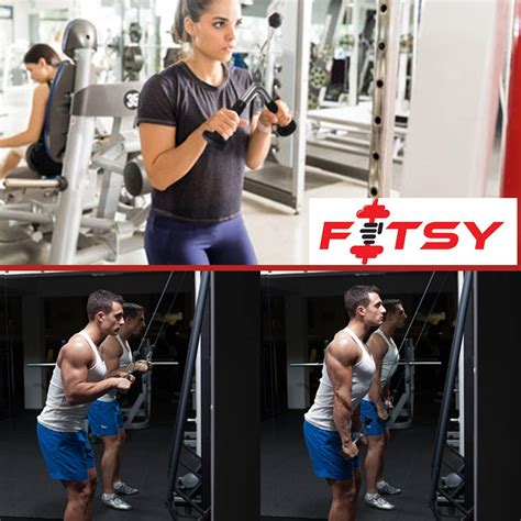 Fitsy Gym Cable Attachment V Shaped Tricep Press Down Bar With Rubber
