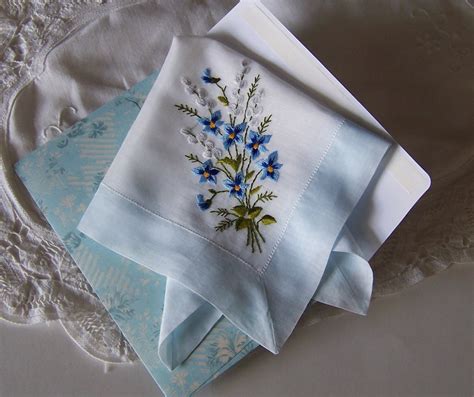 Wedding Hanky Something Blue Brides Vintage Handkerchief